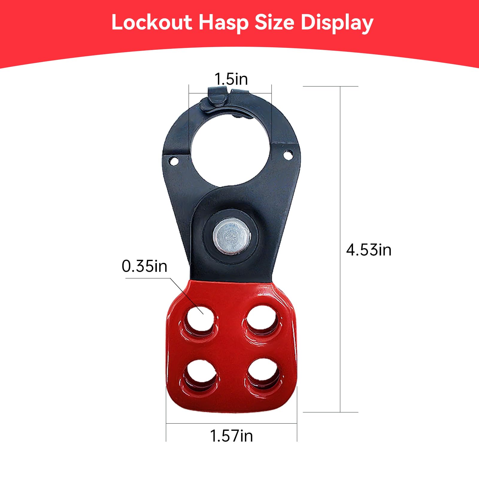 BULANGDI 10 Pack Lockout Tagout Hasp 1.5 inch Red Stainless Steel Lockout Hasp Tamper-Proof Padlock Hasp Nylon Handle