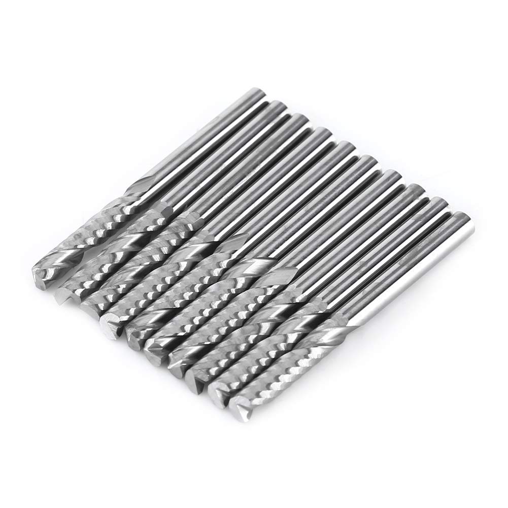 Fraise de Seule Flûte, 10Pcs Fraises en Bout en Carbure de Tungstène, 4mm CNC Rotative Burrs Set, Fraisage Cutter Bits, pour Bois Acrylique de Coupe