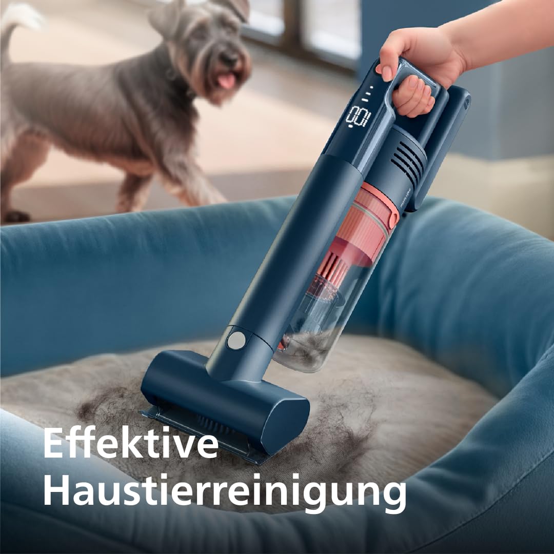 Philips SpeedPro Max Kabelloser Staubsauger 5000 Series Flex, Leistungsstarke Saugkraft, 60 Min. Laufzeit, Düse mit LED-Beleuchtung, Tierhaar-Düse, Fugendüse & Kombi-Zubehör, inkl. Display (XC5243/10)