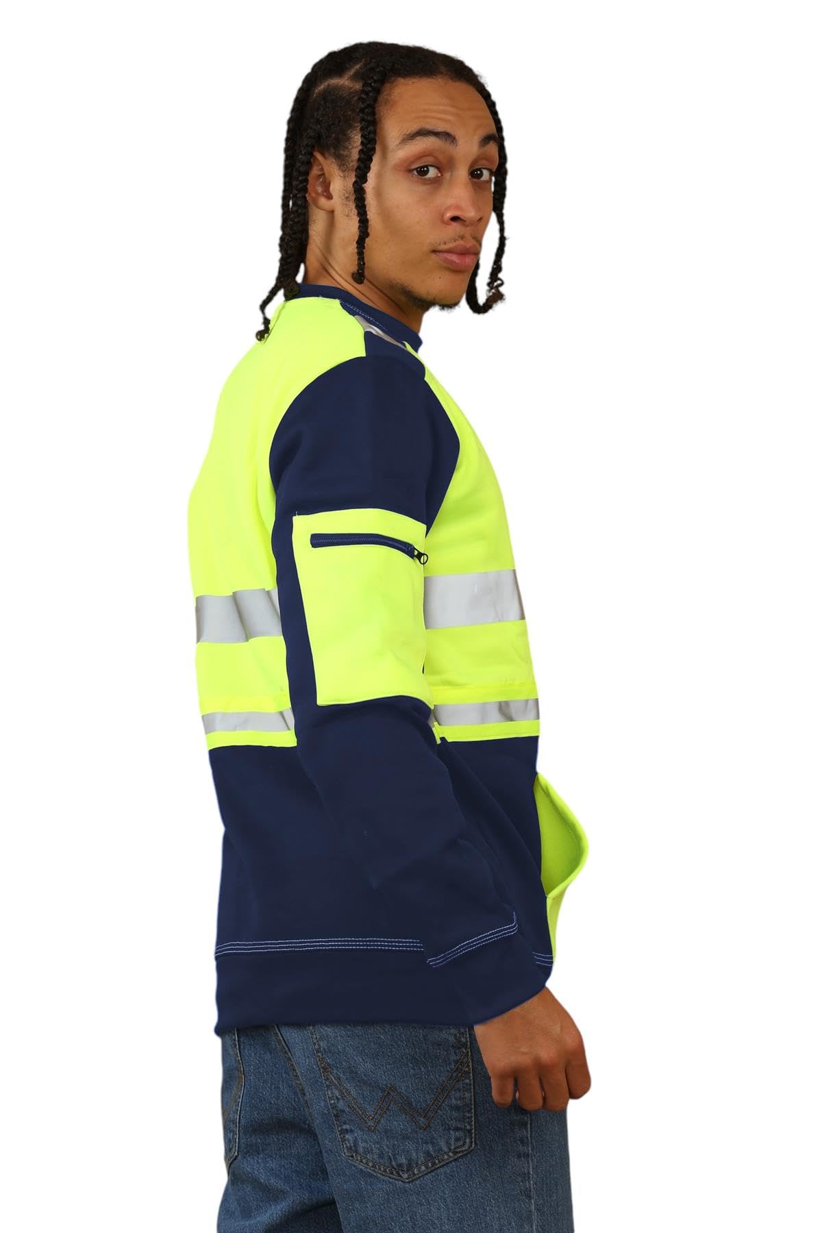 Sudadera de alta visibilidad para hombre, informal, reflectante, de alta visibilidad, para el trabajo, para niños, de forro polar, para el trabajo y la seguridad