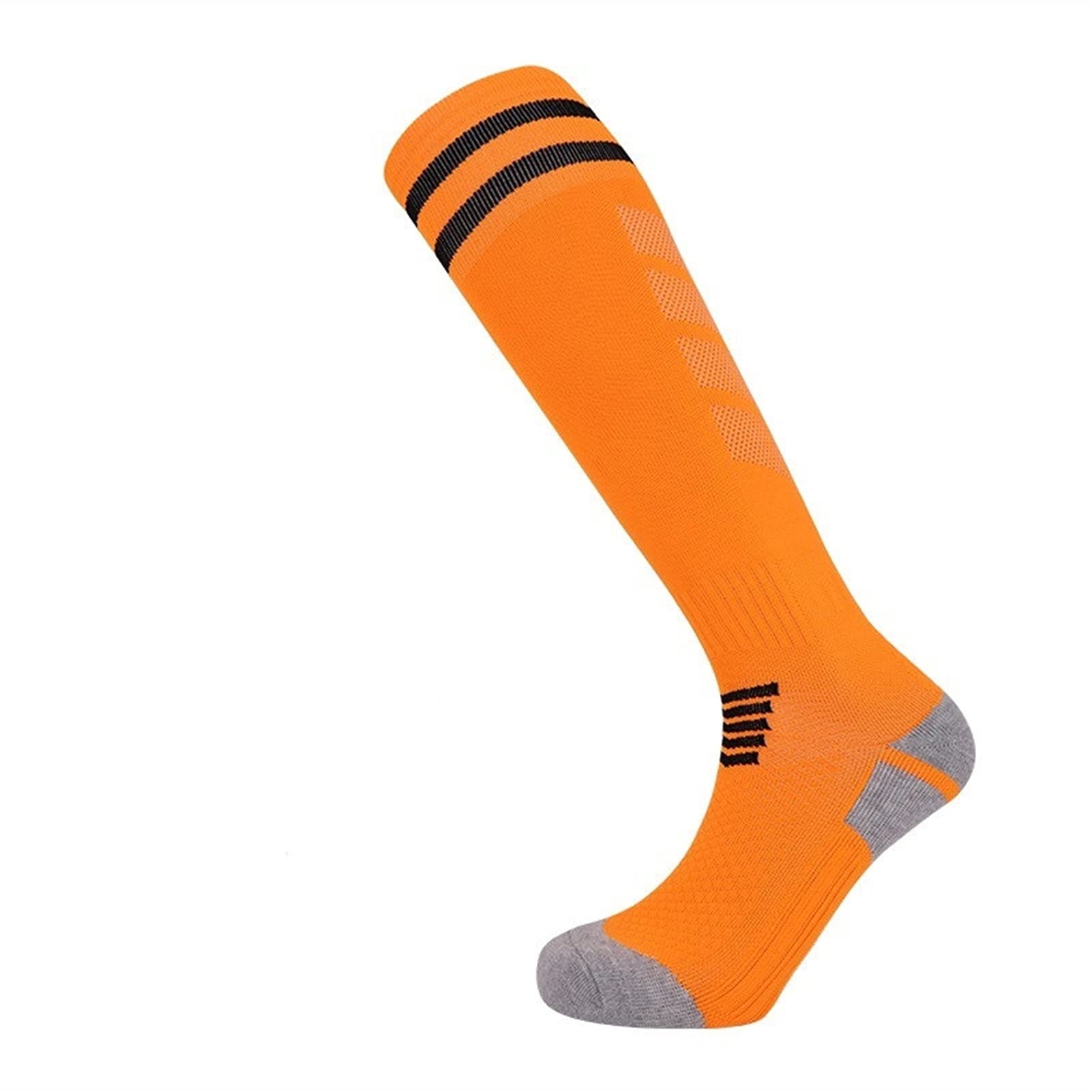 Calze da Calcio da Uomo Anti Slip Ventilazione Mesh Design Sport Sport Sport Calzini da Corsa Uomo Outdoor Tubi Lunghi Uomo Calzini da Ciclismo (Color : Orange, Size : 38-46)