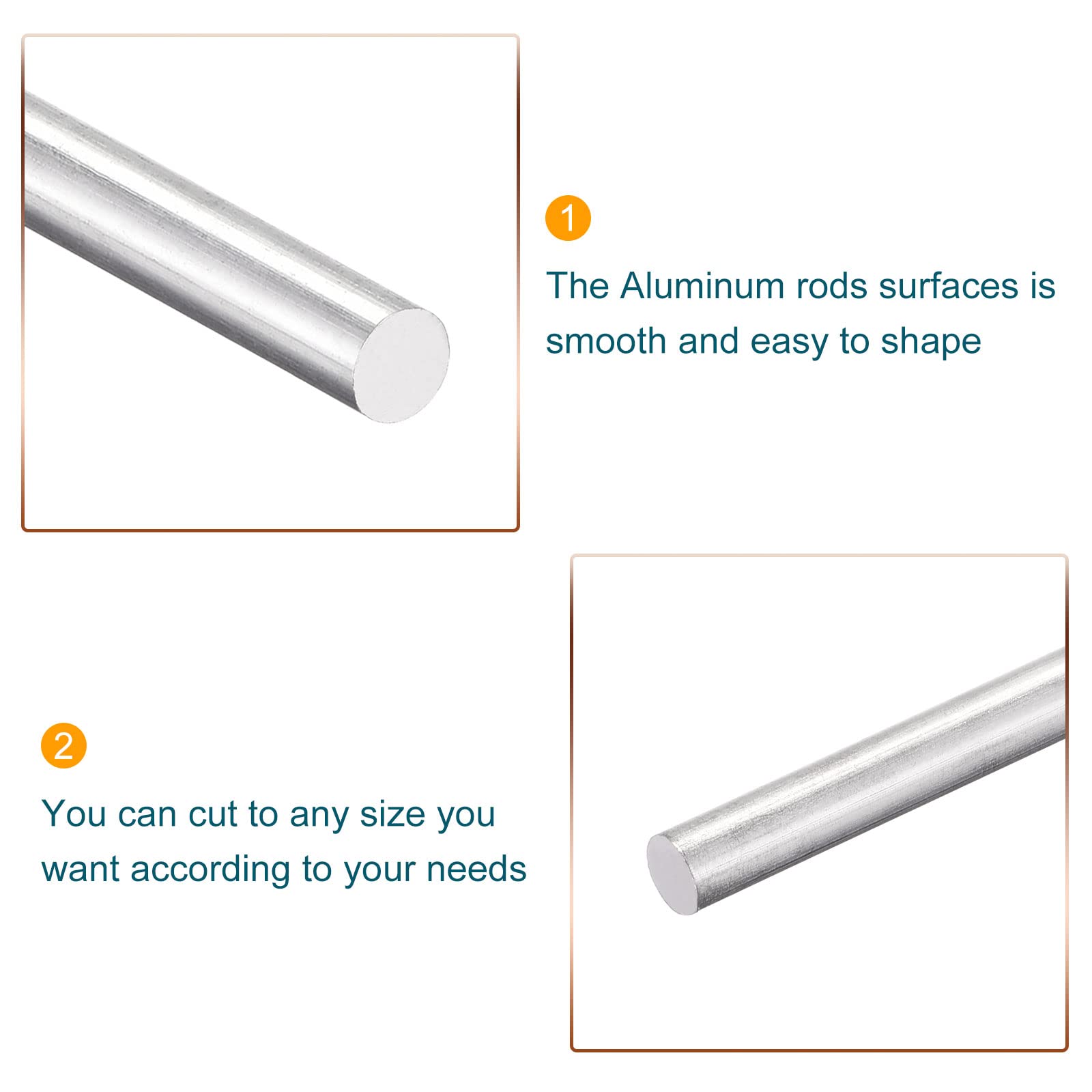 MECCANIXITY Aluminum Solid Round Rod 6mm Diameter 350mm Length Lathe Bar Stock for DIY Craft Pack of 2Pcs 1