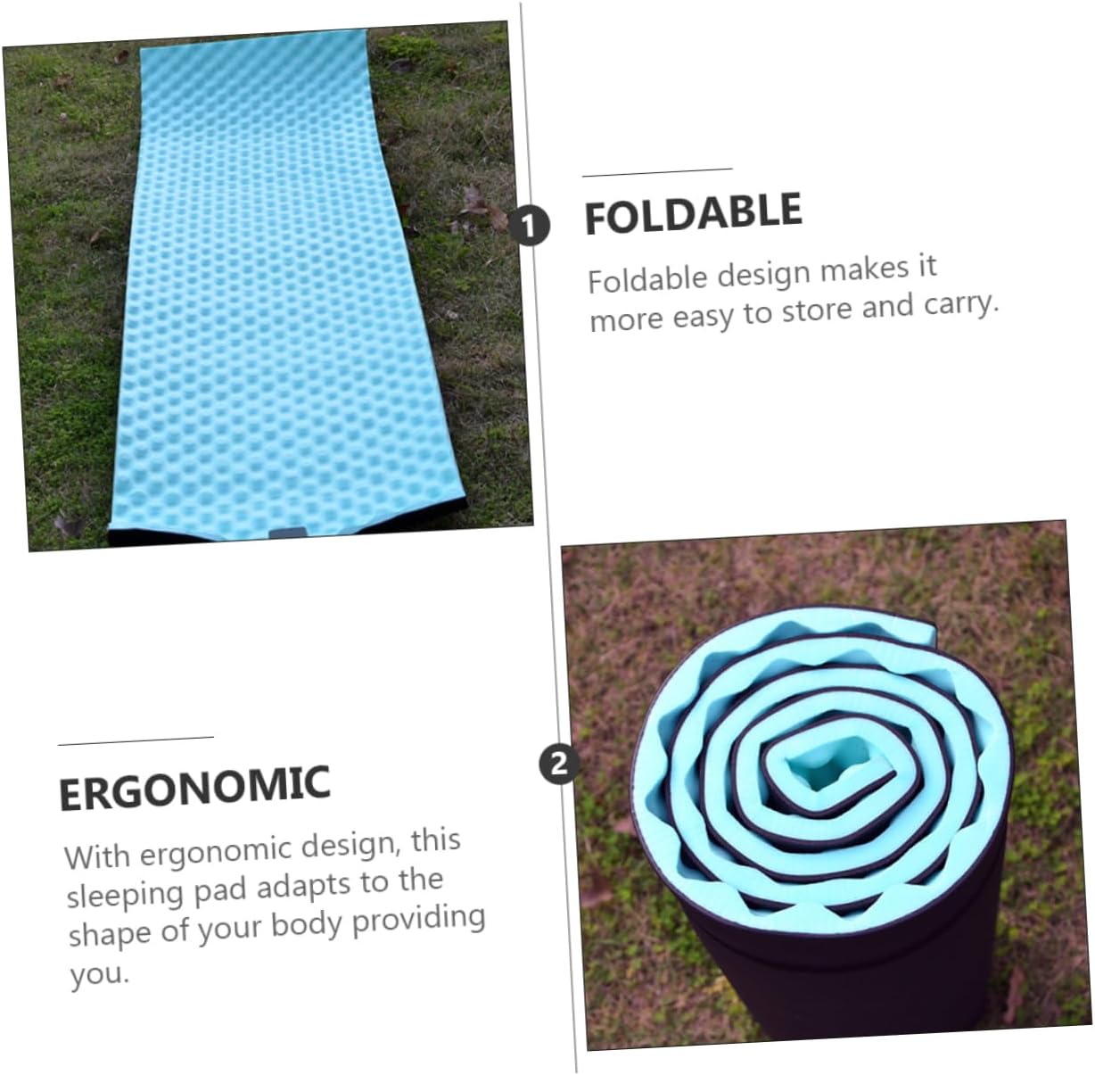 Totority Outdoor Groove Sleeping Mat Lightweight Camping Cushion for Hiking Picnics Beach Travel Insulating Pad for Comfort Warmth Portable Easy to Carry