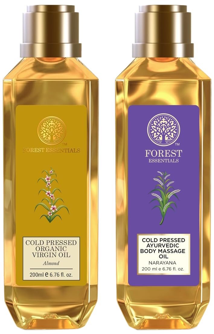 Forest Essentials Organic Cold Pressed Virgin Oil Almond | Rich in Vitamin E | Pure Sweet Almond Ma,Forest Essentials Narayana Ayurvedic Body Massage Oil, 200ml-image-9