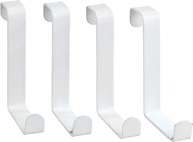 Wenko Set of 4 Matt White Door Hooks for Bathroom & Kitchen - deursluiting haak