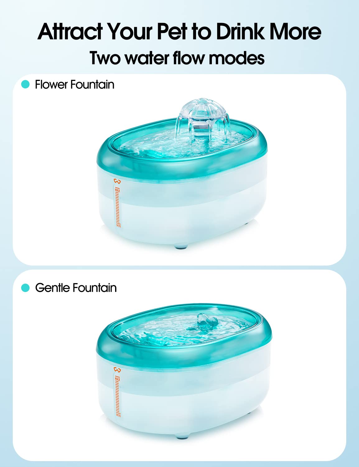 Olelica Cat Water Fountain, 71fl oz/2.1L Ultra Quiet Dog Water Dispenser, Automatic Pet Water Fountain for Cats Inside, Cat Water Dispenser with 1 Replacement Filter for Cats Dogs Multiple Pets