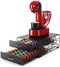 SYSYLY Porte Capsule pour 80 Dolce Gusto Capsules, Support de Machine à Café avec 2 Tiroirs de Rangement Dosettes, Distributeur/Organisateur Capsules en Métal