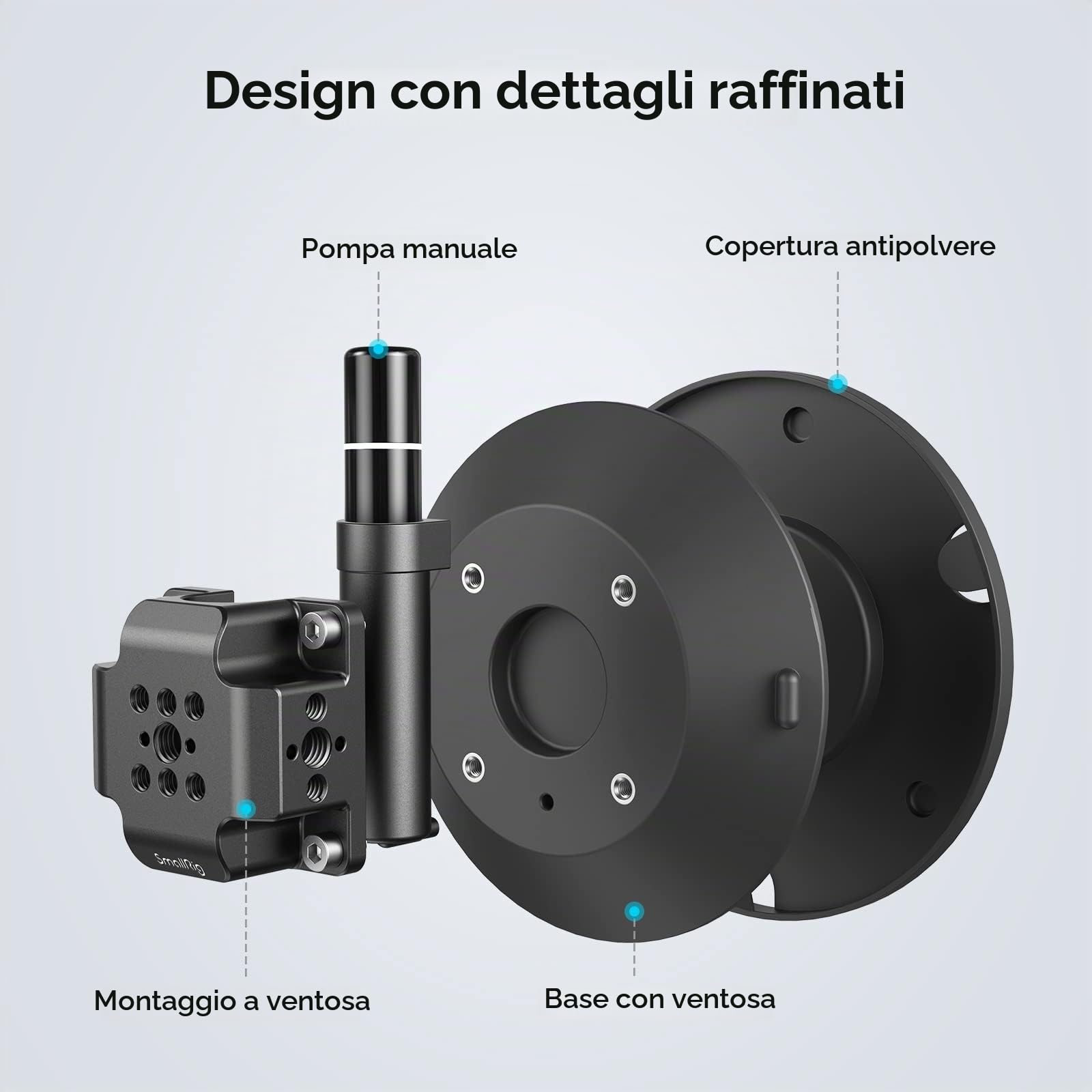 SMALLRIG Supporto per Fotocamera a Ventosa da 6'', Carico Massimo di 8 kg per Velocità Fino a 80 km/h (50 mph), Si Consiglia di Caricare Fino a 15 kg da Fermo - 4114