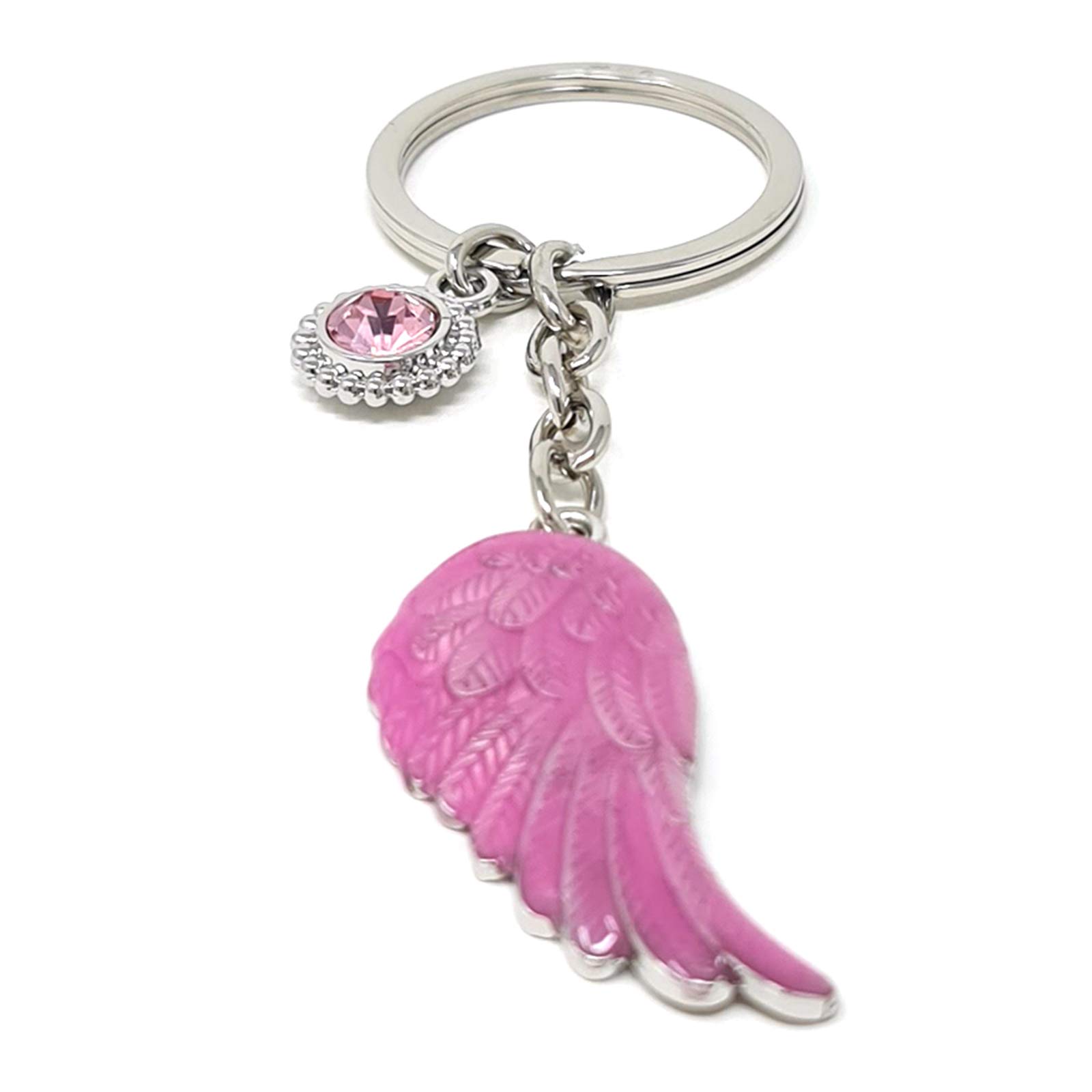 The Leonardo Collection Guardian Angel Wing Birthstone Keyring Birthday Month Gemstone (October)