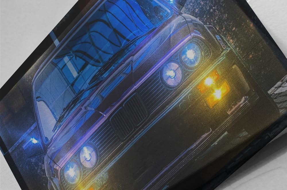 Samarkand - Lights LED-Bild mit Beleuchtung LED- Bilder Leinwandbild 65 x 45 cm Leuchtbild AUTO/OLDTIMER/SPORTWAGEN E30 BLACK Wandbild