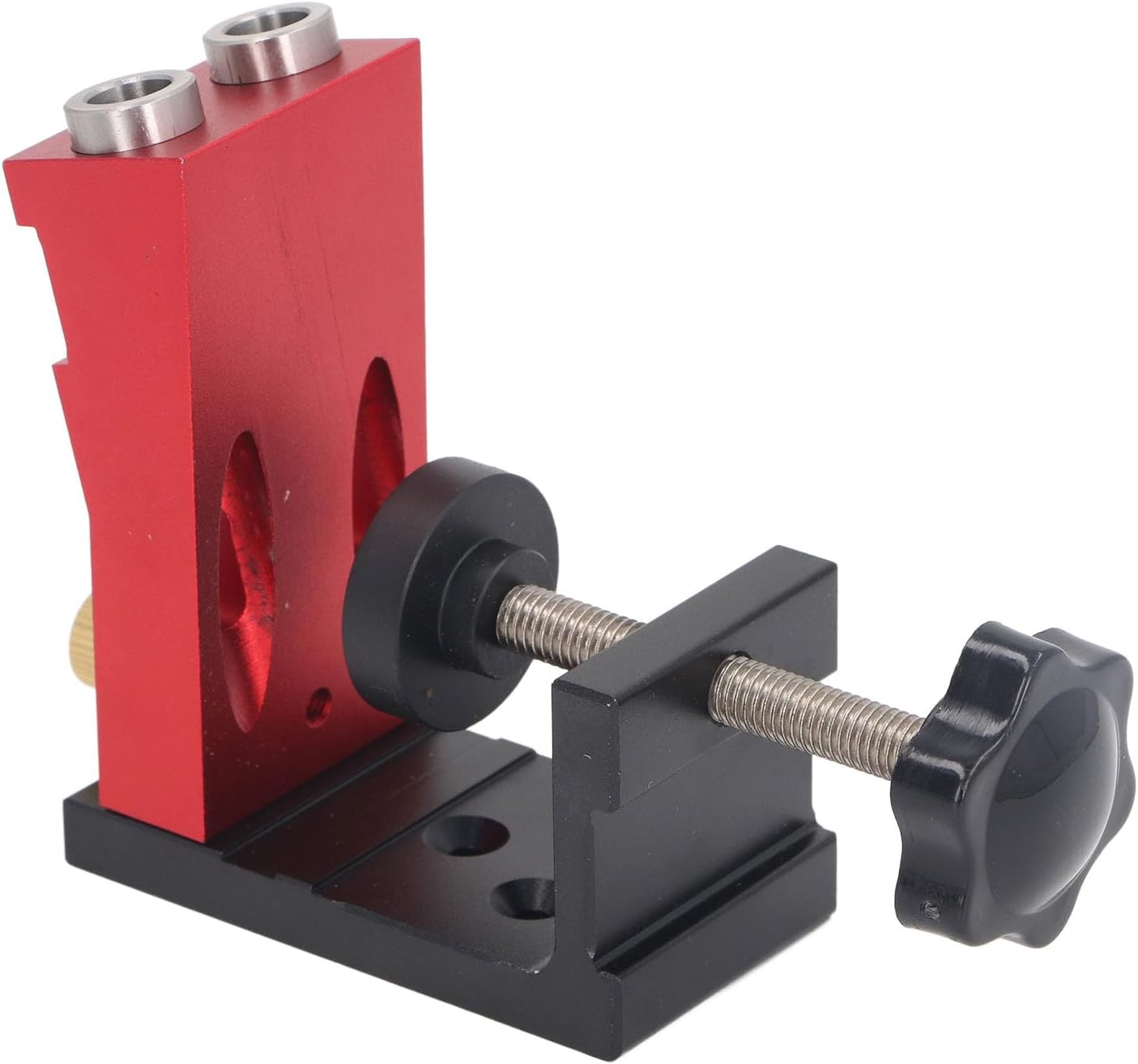 Generic Bags Loch Jig System Set, Aluminum Alloy Adjustable Pocket Hole Jig Kit Kit 15 Grades Bore with a Precise Scale for Table Pockets (Red Black)