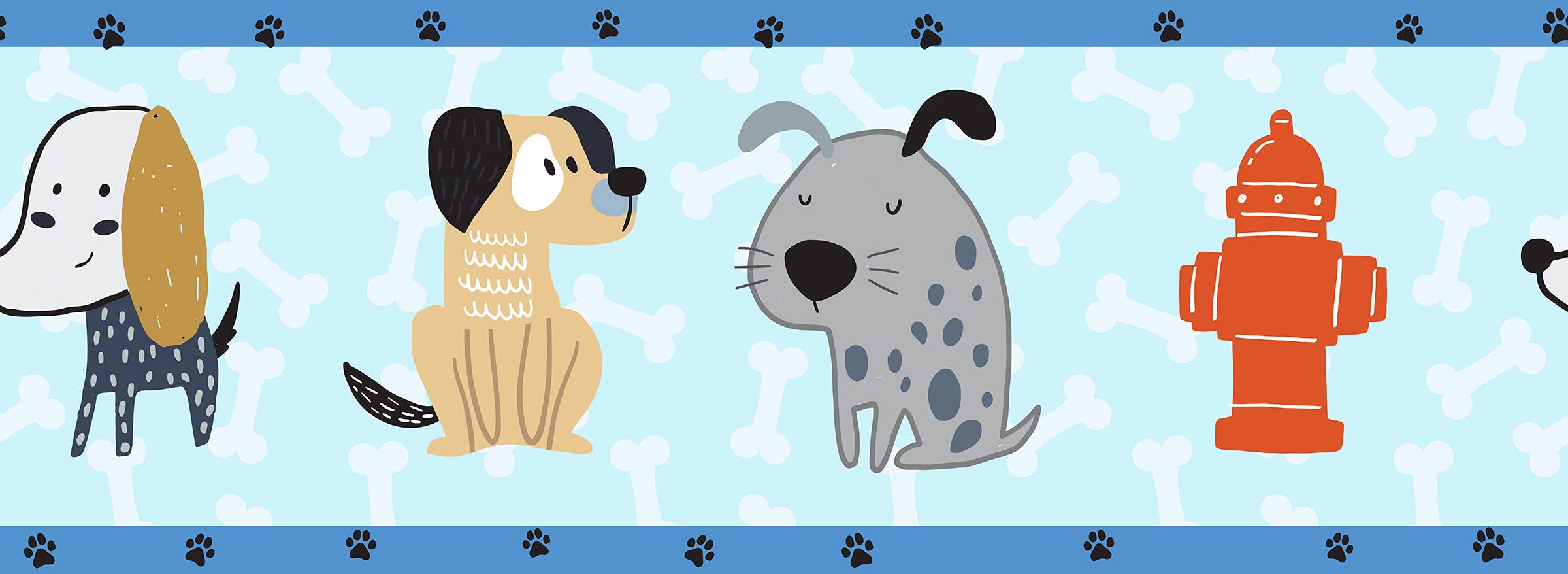 Frise papier peint repositionnable motif chien 25,4cm