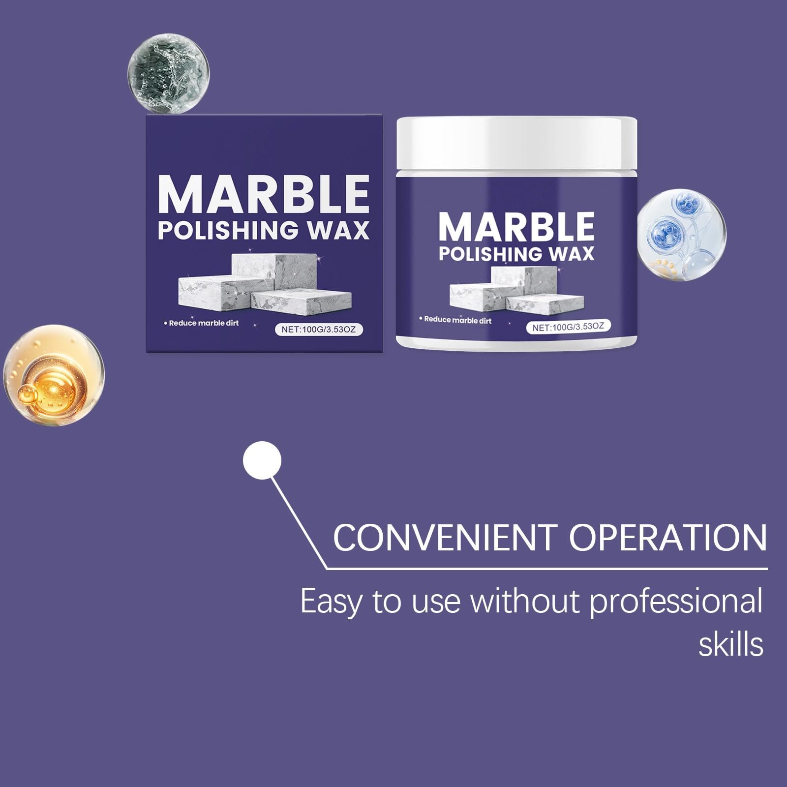 Marmorpolierpaste, professionelles Marmorpolierwachs für Granit, Quarz, Steinarbeitsplatten, Böden Fliesen. Verleiht neuen Glanz und entfernt Mattheit. Langanhaltender, wasserfester Schutz. (6pcs)