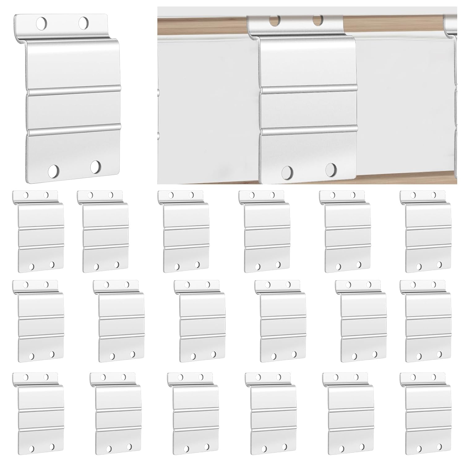 Zonon 20 Pack Slatwall Metal Plate Mount Backplate Mounting Adapter to Make Items Slatwall Compatible Heavy Duty Steel Bracket with 4 Pre-Drilled Holes Backplate for Secure Displays