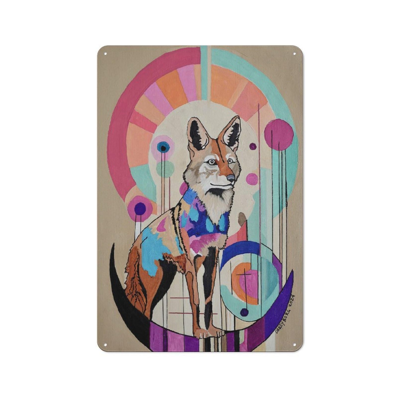 Classic Vintage Metal Sign 30x20cm Featuring Coyote, Home Bar Decor for Cafe, Pub, Workshop Or Home Bar