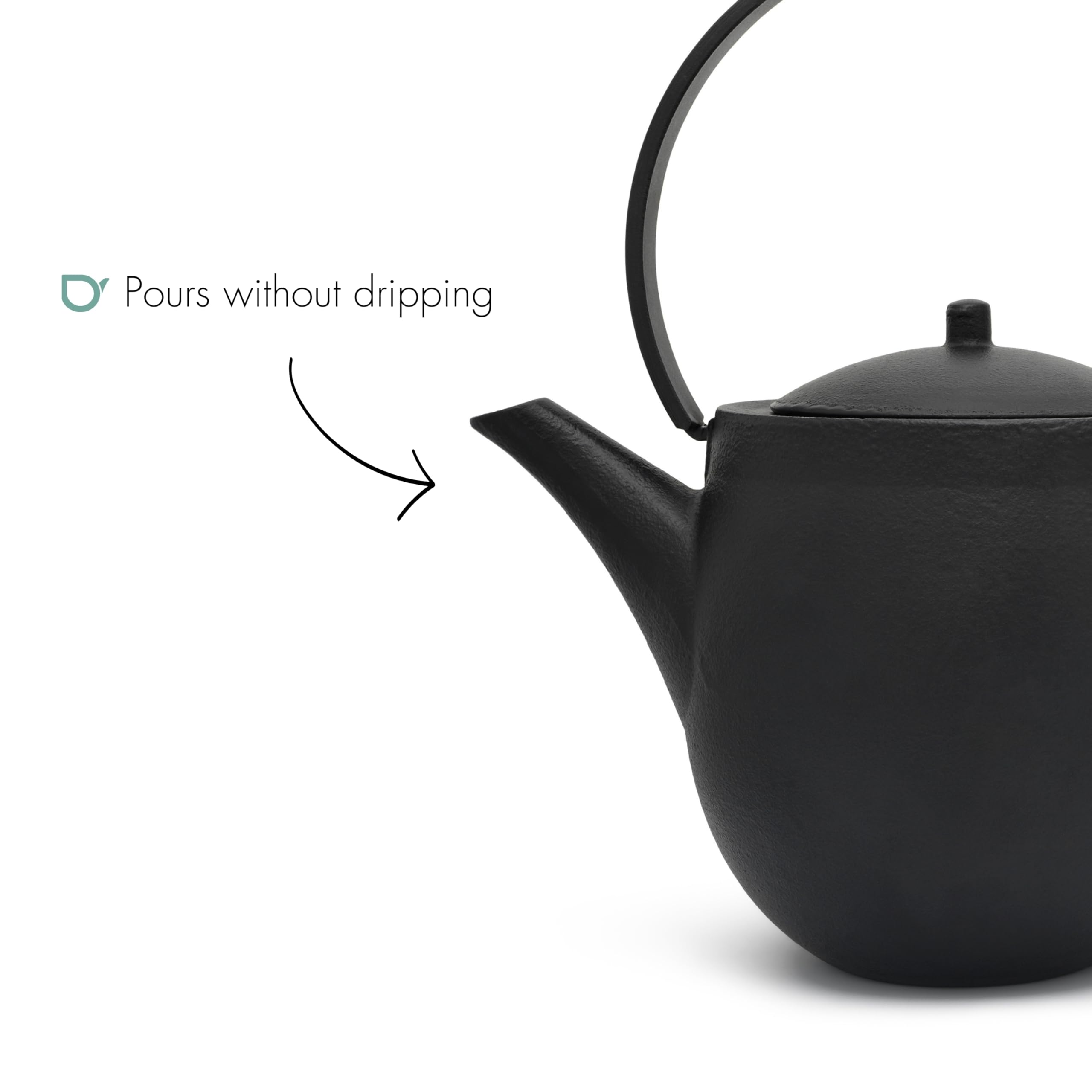 Bredemeijer Grande théière Asia en fonte noire à induction 1,2 l – Théière en fonte émaillée avec filtre à thé en acier inoxydable