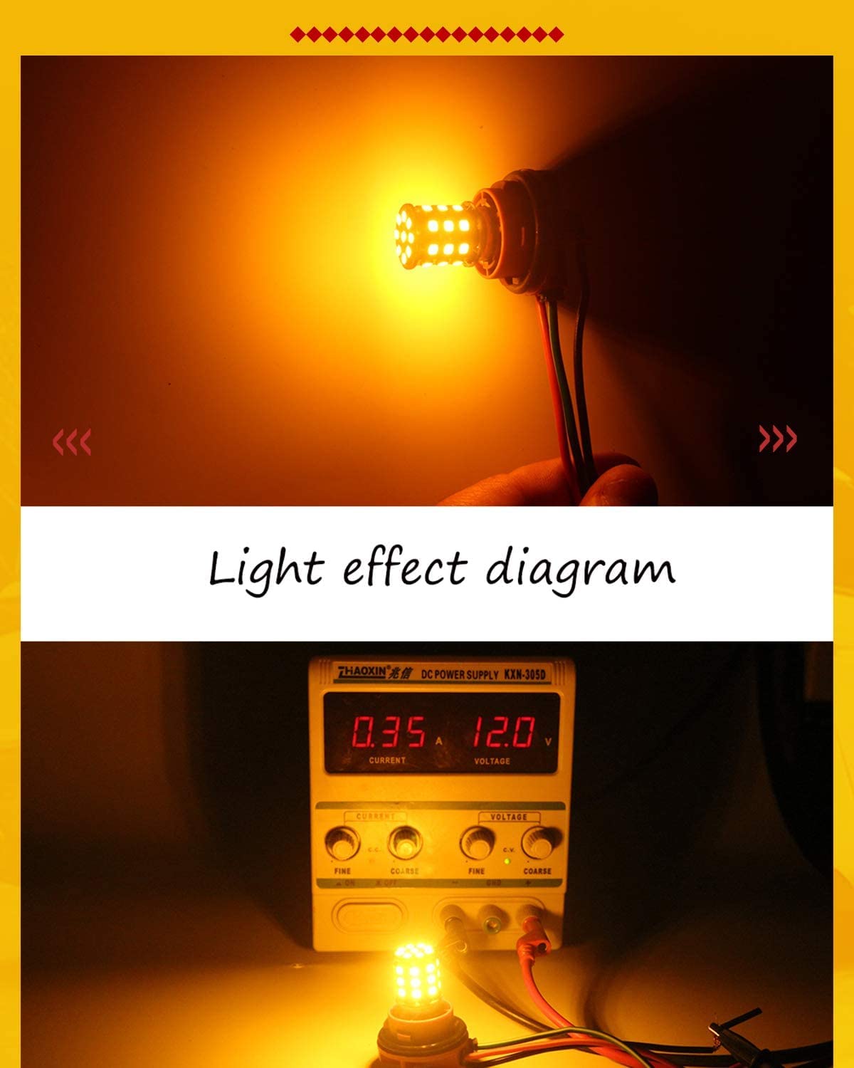 Defvnsy Ampoule LED P21W 1156 BA15S, Extrêmement Brillant Jaune 12V-24V DC Pas Polarité 1141 1003 7506 Ampoules Clignotant, 33SMD 2835 Remplacement Ampoule Voiture pour Feu Arrière, Clignotant Latéral