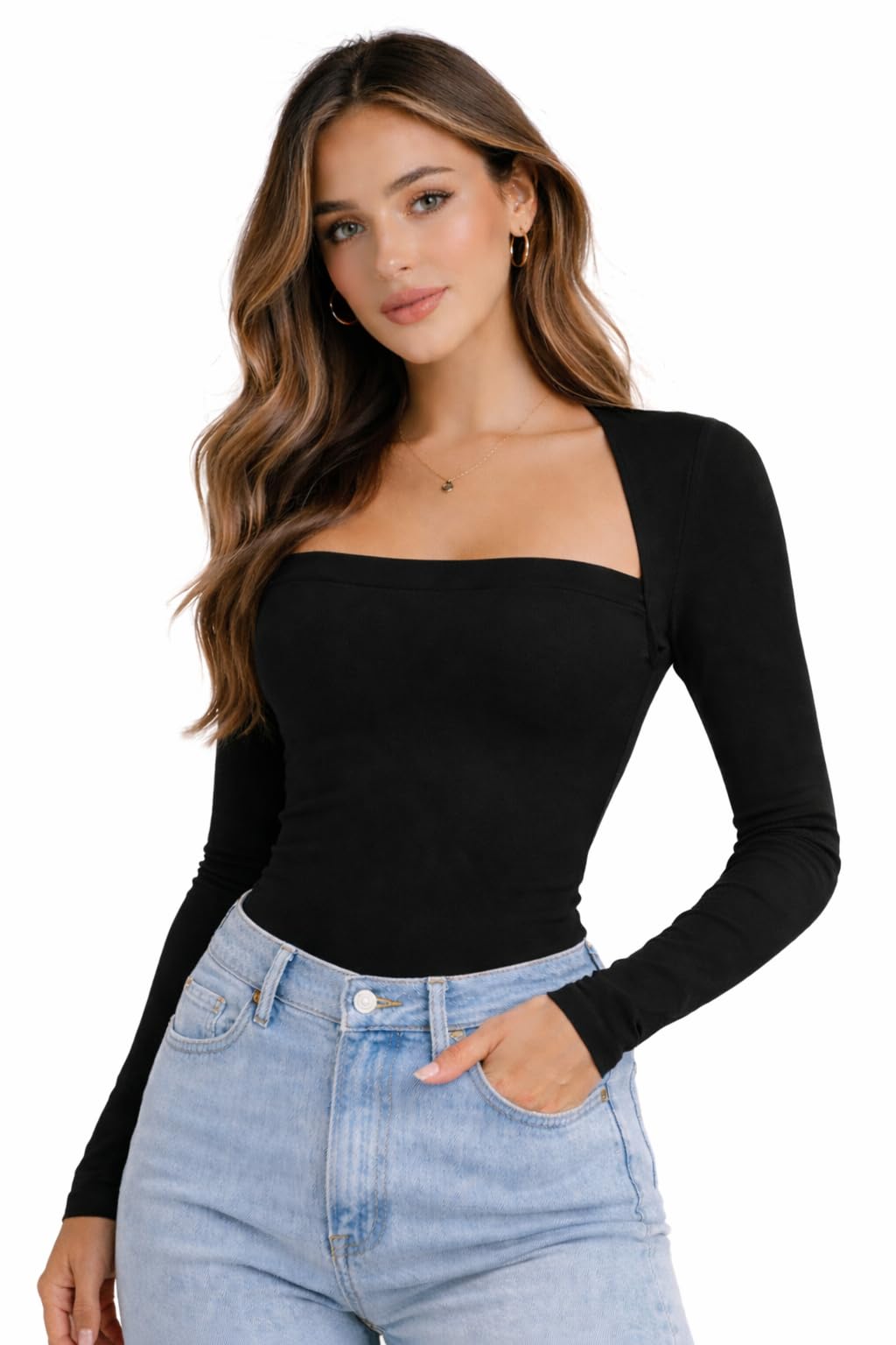 keri perry Tops for Women Long Crop Top for Women's Tank Activewear Tee Sports Casual Square Neck Cotton Camisole-picture-43