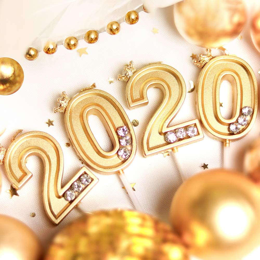 Diamond Crown Handmade 2 Gold Candle Birthday 2nd Happy Birthday Cake Big Large Glitter Bday Candle Cupcake Topper Decoration Boy Girl No Number Second Year Adult Wedding Party