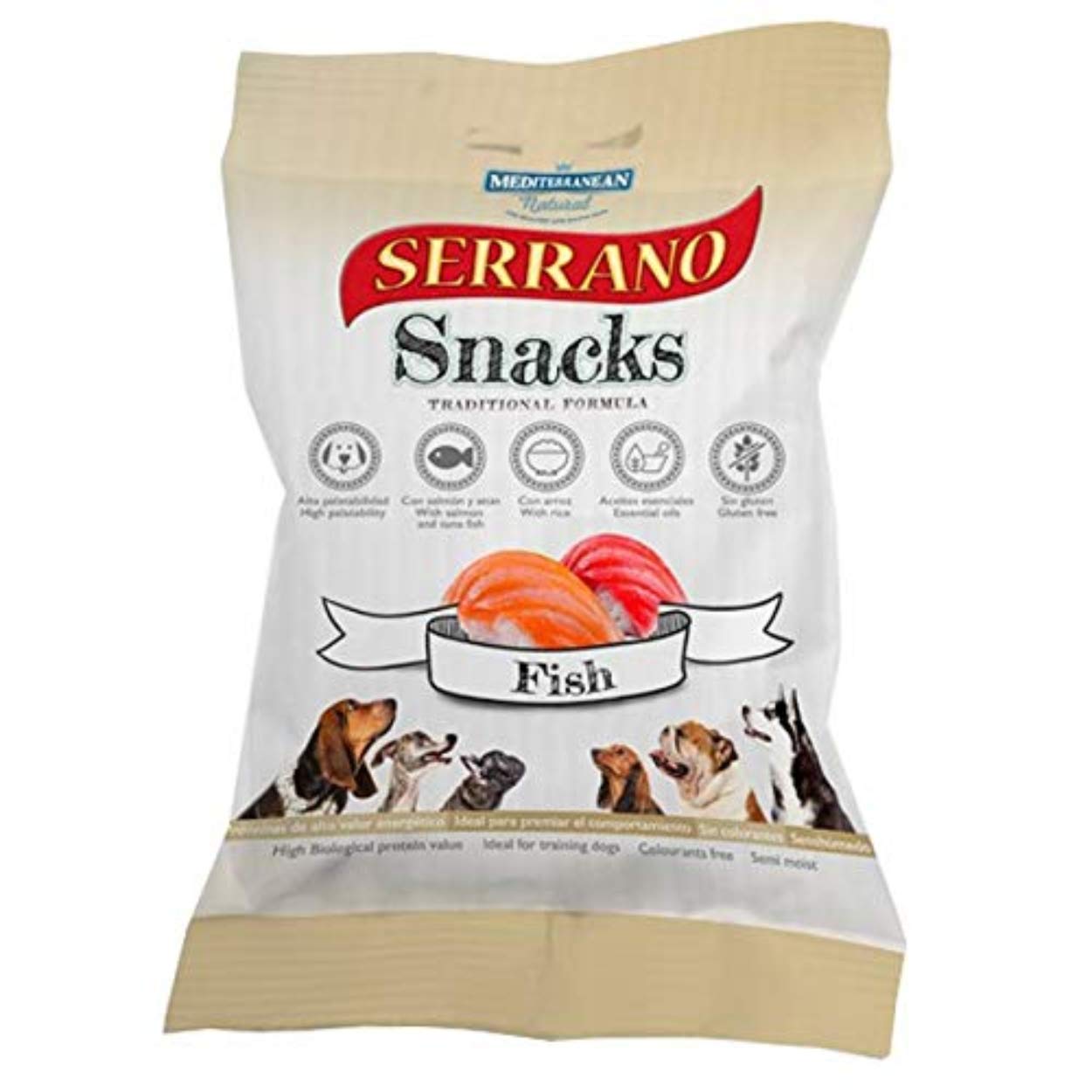 Mediterranean natural Serrano Salmon and Tuna Snacks for Dogs