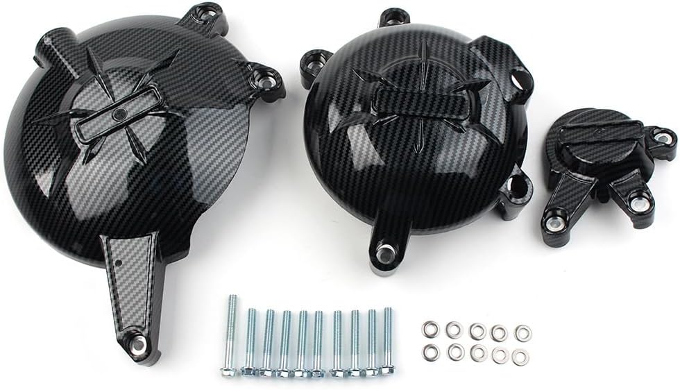 Cnoula11 Motorbike Gear Cover Case Carbon fiber Replacement Crankcase Cover Accessaries For Kawasaki-ER6 2006-2016, Carbon Fiber