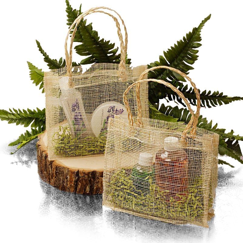 Paper Mart Natural Fiber Gift Bags | Quantity: 12 | Width: 7" Gusset - 2"