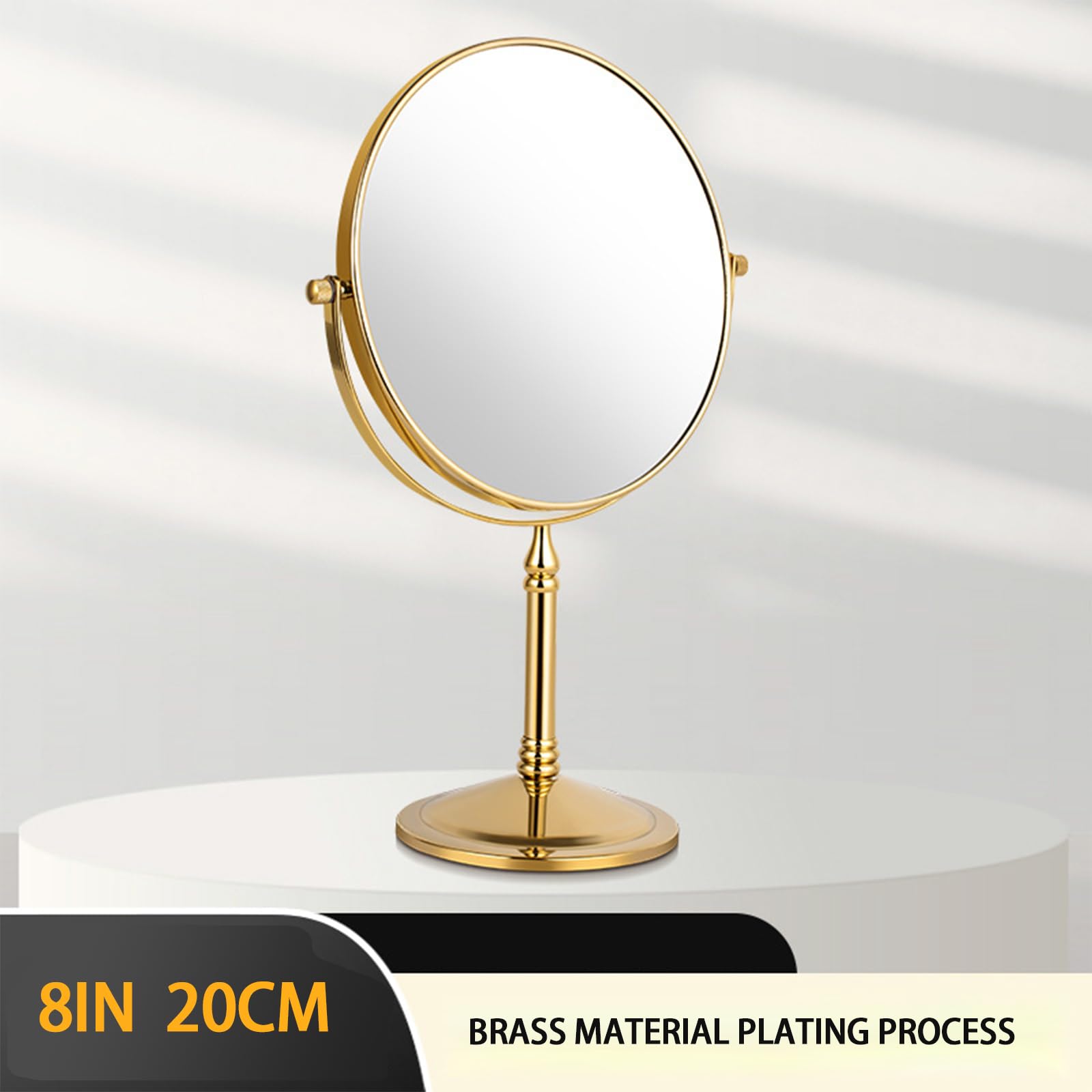 CBLdF 8In Desktop Mirror Round Non Lighted Makeup Mirror 360° Swivel Double Sided Mirror,Black,10X