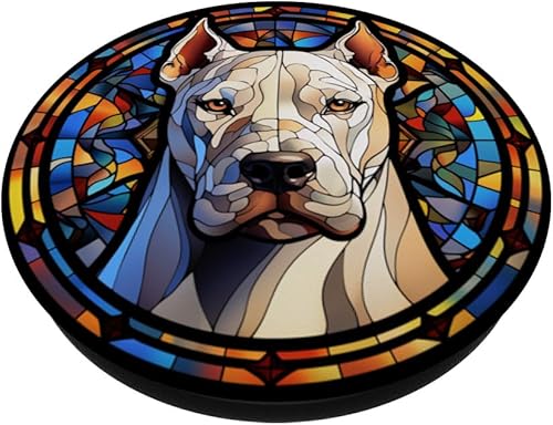 Miniatura 2 de Dogo Argentino Dog Stained Glass Leadlight Artistic Design PopSockets Standard PopGrip