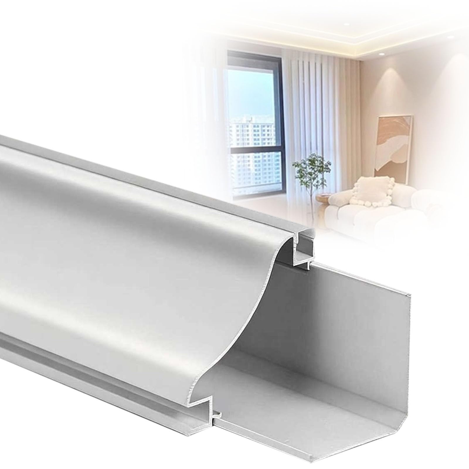 GFLPSQIA Aluminum Lamp Molding Trim Ceiling, 0.30 1 2 3.0 4 M Length Baseboard Lighting Channel, Crown Molding Lighting LED Channel for Bedroom/Home Theater/Cabinet(L 0.7m)