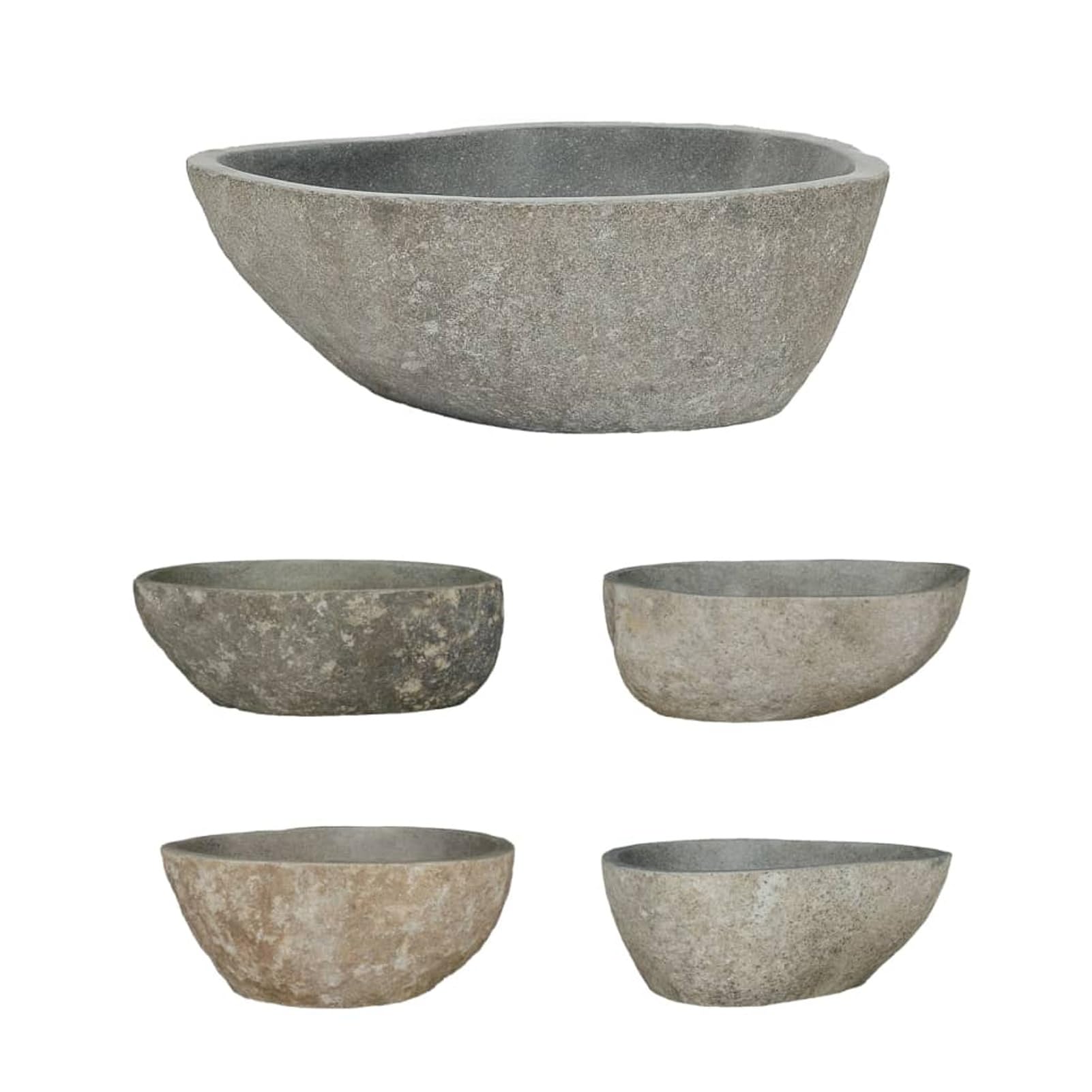 BaraSh Lavabo de Piedra de río Ovalado 37-46 cm Lavamanos PequeñO Encimera BañO