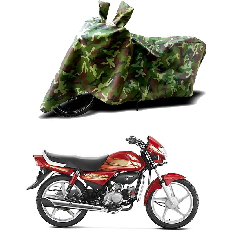 Image of 100% Water Resistant Full Bike Scooty Two Wheeler Body Cover Compatible for Hero HF Deluxe /UV-Rays /Heat Protection /Birds Dropping /Scratchproof /Dust Proof /Waterproof /All Varients[Green MJ]