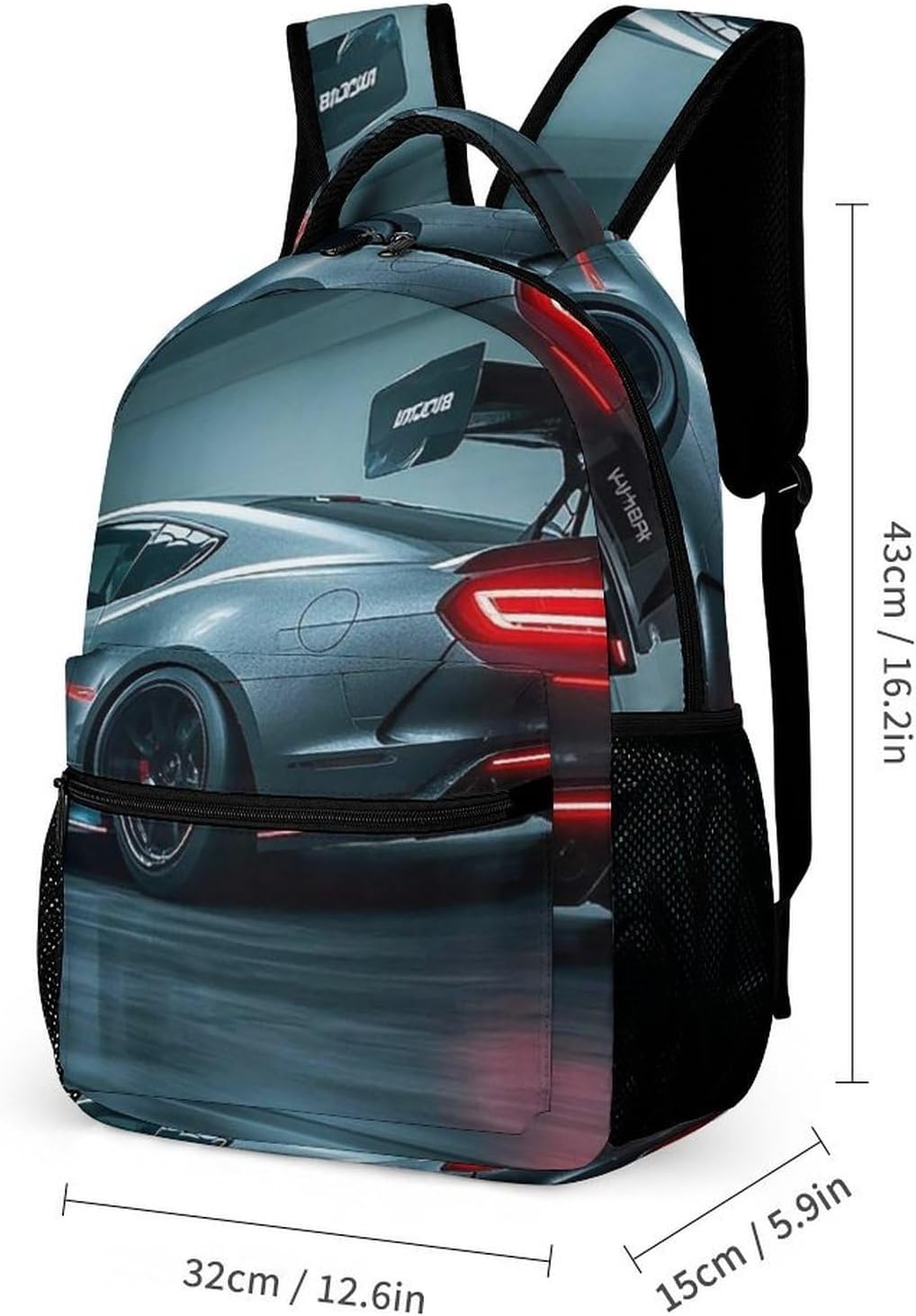 Luxury Sports Car Backpack Set 3 Piece, Durable Backpack Insulated Lunch Bag Portable Pencil Case for Men Women image 2