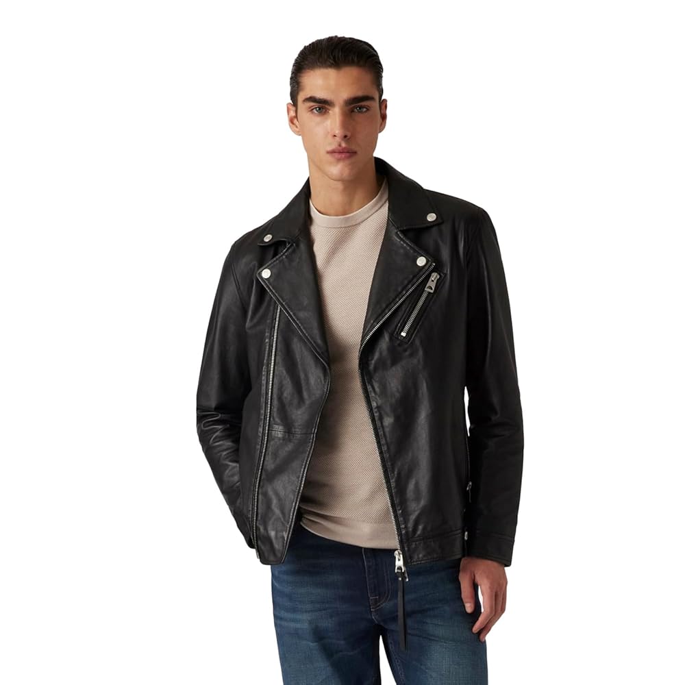 00s GUESS JEANS Leather Jacket レザージャケット GUESS Leather Jacket at Amazon Men's Clothing store