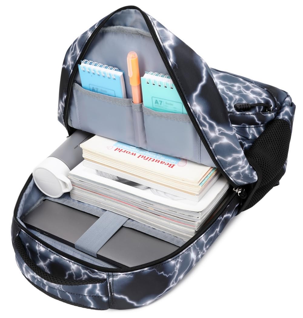 Sac à Dos D'école Pour Garçons Grand Sac à Dos Pour Enfants Durable Léger Et Imperméable étoilé Pour étudiant (2-Noir)