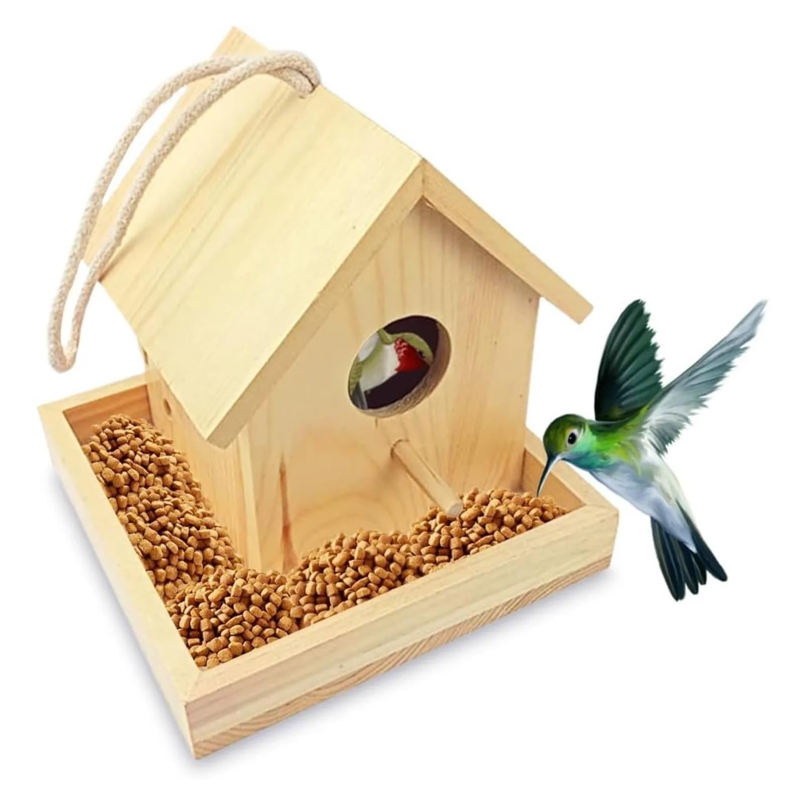 Nistkasten Deko Vogelhaus Mit Futterkrippe Holz Vogelhäuschen Outdoor Wildvogelhaus Papagei Schwalben(Color 3)