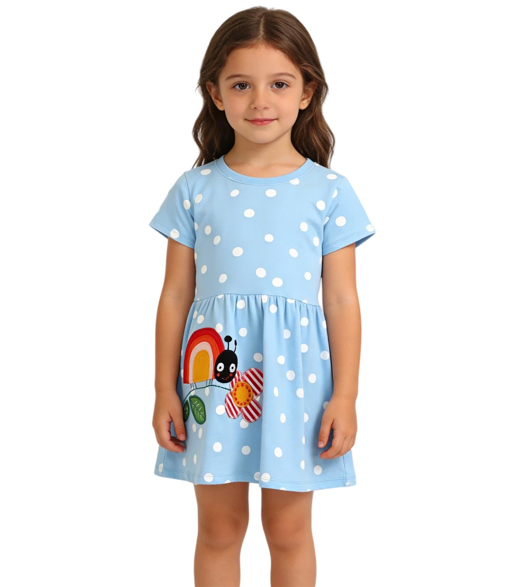 Vestido Niña Unicornio Algodón Cuello Redondo Princesa Fiesta Verano Talla 2-8 Años