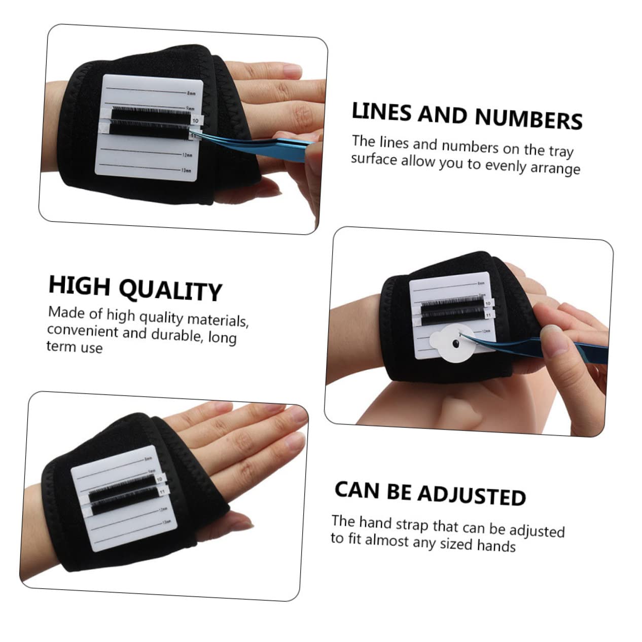 minkissy 2sets Lash Extension Glove Holder Wrist Wrap Support Adjustable Eyelash Extension Supplies 2pcs*2