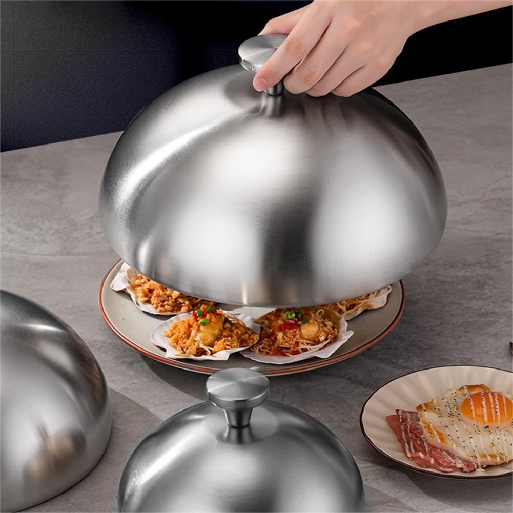 Cloche dôme alimentaire en acier inoxydable pour intérieur et extérieur - Protège les aliments contre les mouches et maintient la chaleur pendant la cuisson et le service (30 cm)