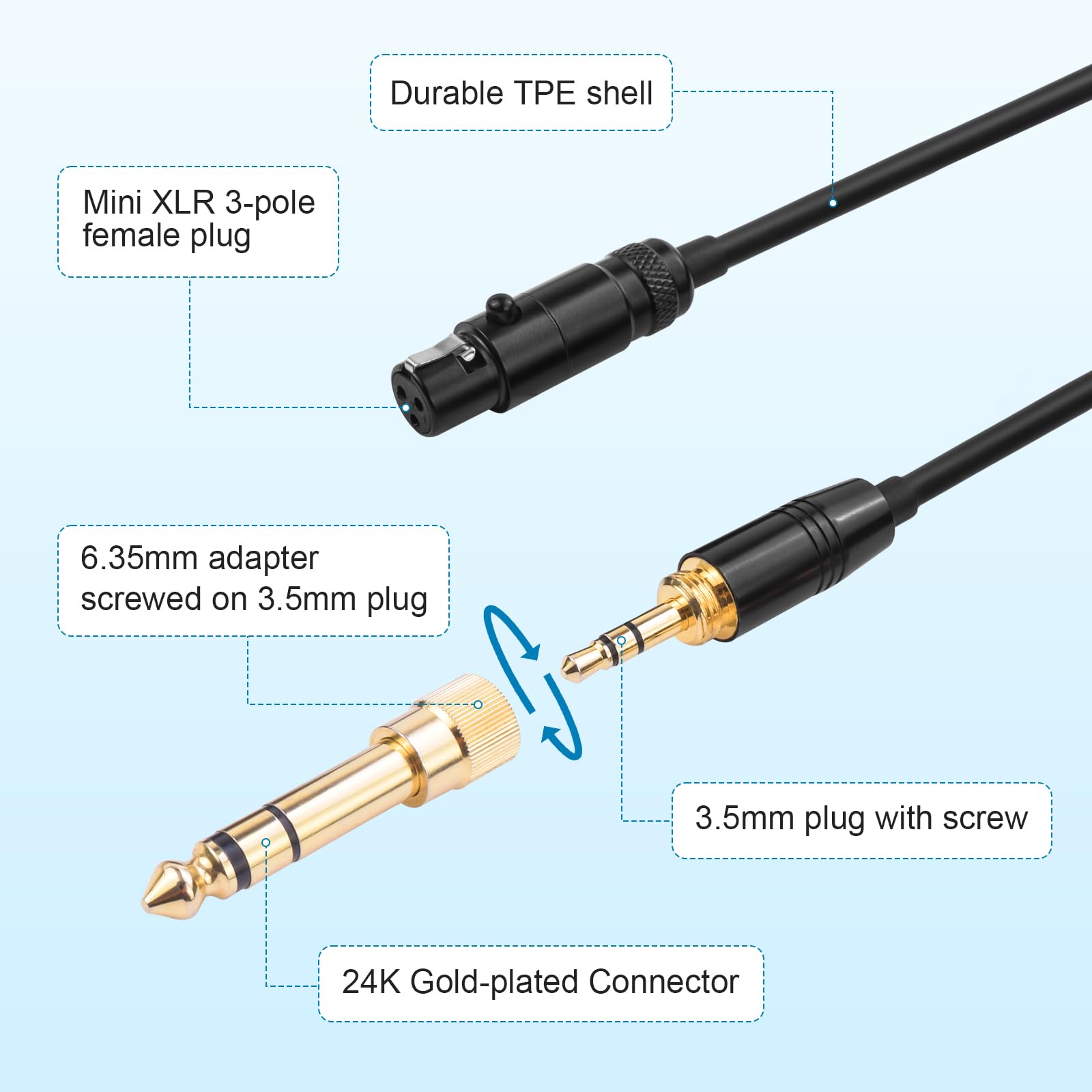 Amazon | 交換用コイルオーディオコード MINI XLR 3ピン - 3.5 & 6.35