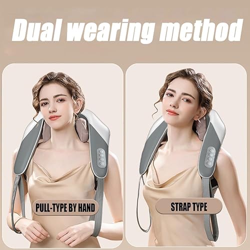 Miniatura 2 de Masajeador de cuello y hombros, masajeador eléctrico portátil de espalda con calor relajante, masajeador de cuello Shiatsu 6D con diseño de hebilla