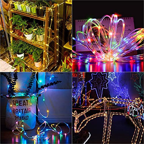 XEWEA Solar Christmas Rope Lights Outdoor,16Colors 66LED 39Ft Solar String Lights with 20Modes Remote, Solar Powered Rope Tube Lights for Garden Fence Paito Yard Christmas Decoration