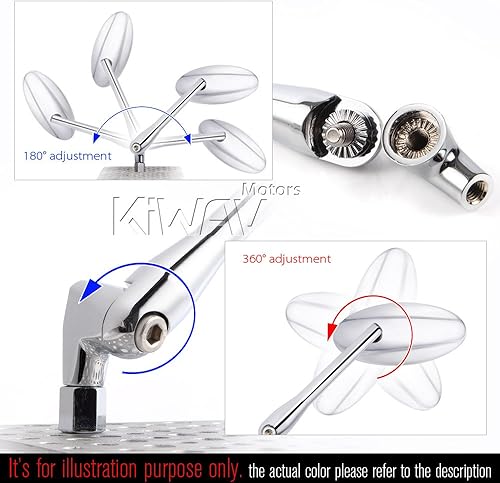 Miniatura 8 de KiWAV Espejos retrovisores laterales para motocicleta, cromados ultrapulidos, ovalados, de forma delgada, de aluminio convexo, resistente, duradero,