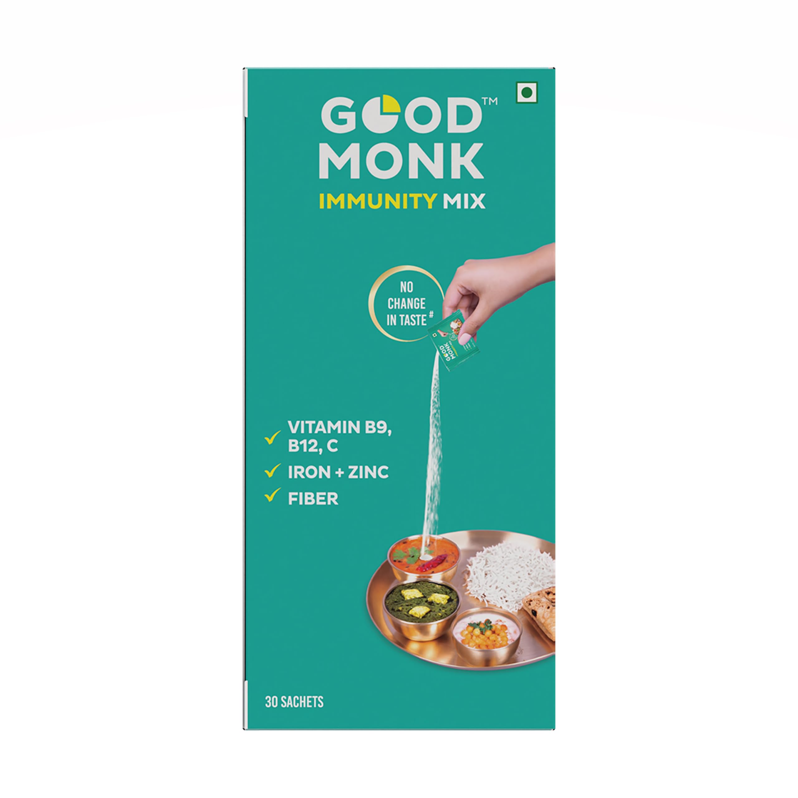 Good Monk Immunity Mix | Multivitamin Supplement Powder with Vitamin B12, C, Iron, Zinc, Fiber | Add to Food - No Taste Change | Ultimate Immunity Booster for Men, Women & Kids | 30 sachets-image-13