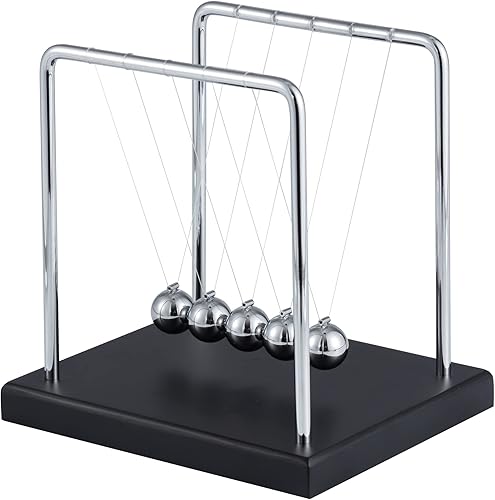 Newtons Cradle - Bolas de equilibrio con base negra, adorno de escritorio para oficina en casa
