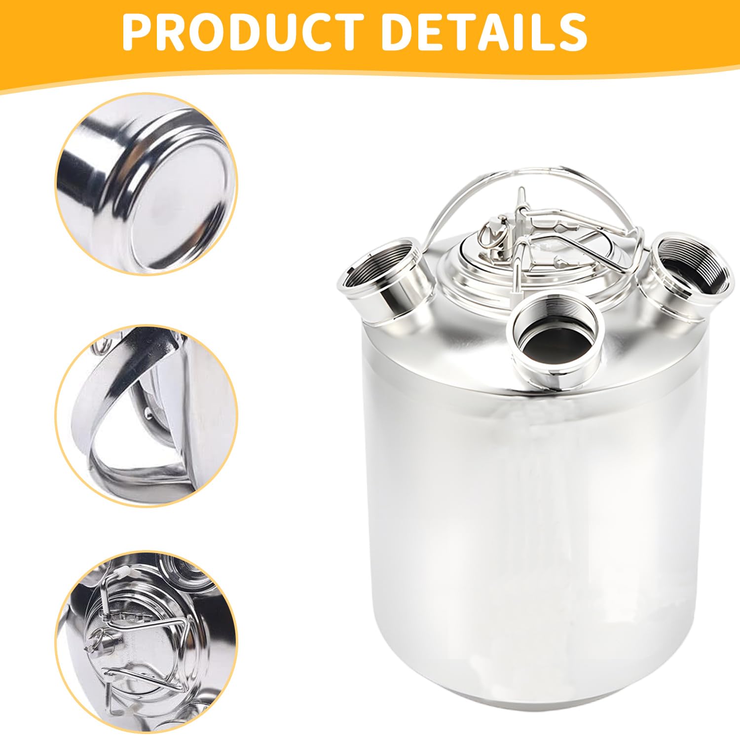 Contenitore per la Pulizia della Birra in Acciaio Inox 10L, Contenitore per la Pulizia dell'impianto di Spillatura della Birra con 3 Teste, Adatto per Lance di Tipo A e S, Argento, 304