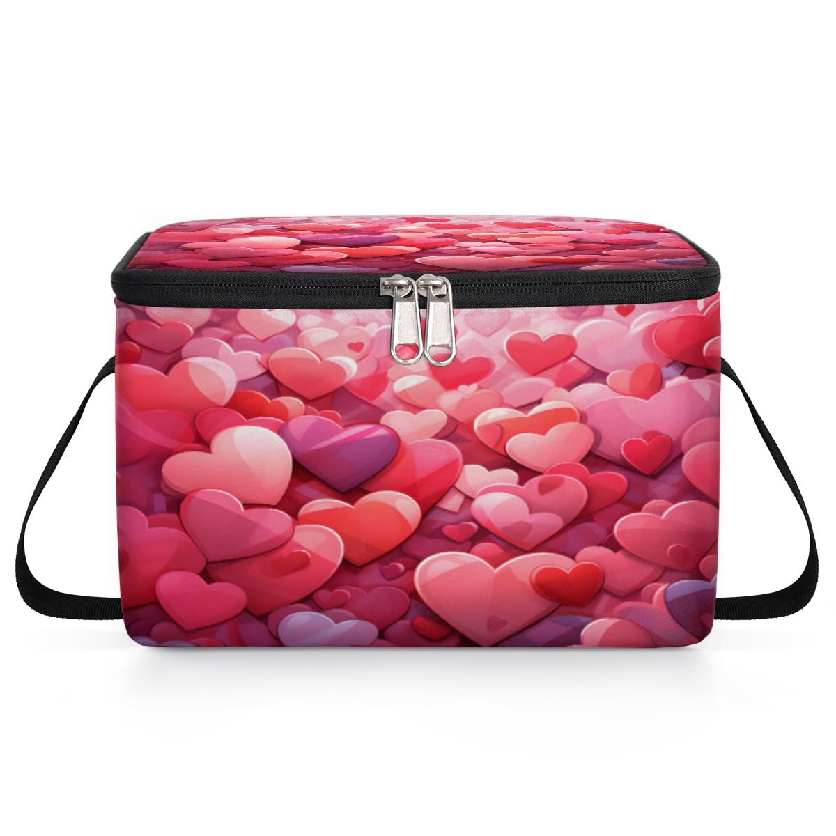 GzLeyigou Heart for Valentine's Day Lunch Bags for Women Men 9 Cans, Hot & Cold Food Delivery Bag Insulated Grocery Bag Insulated Lunch Box Cooler Bag for Office Work Picnic Beach