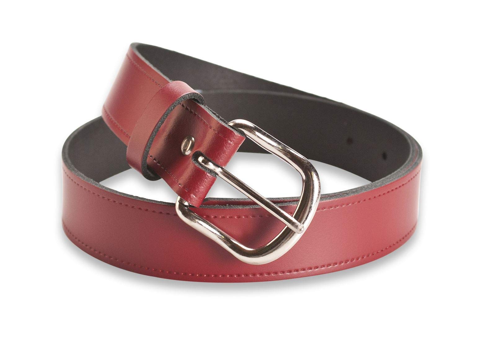 Hawkdale Men's Red Uk Made Leather Belt 1.25" - Xxl - 44-48"