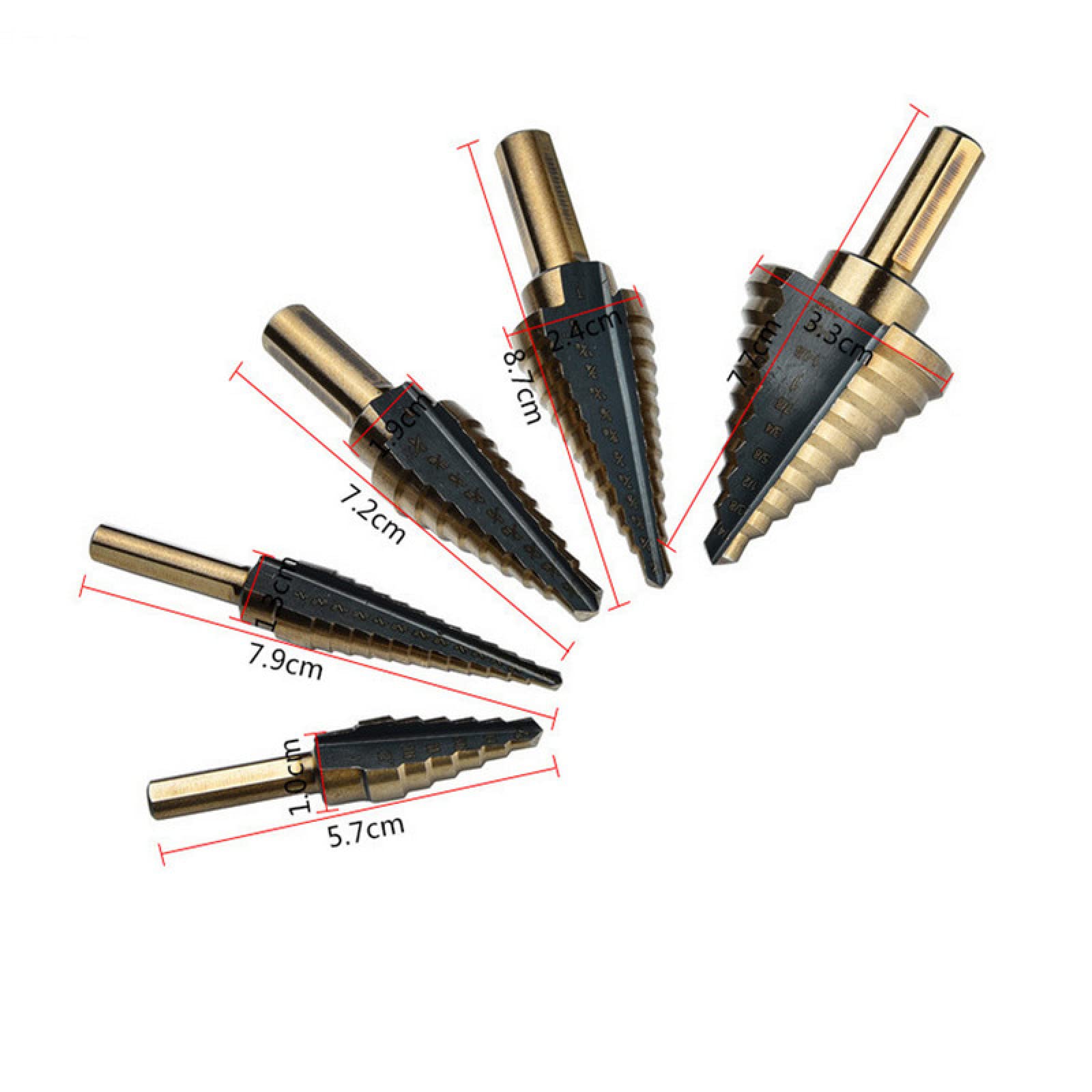 5 pezzi di grandi punte da trapano in cobalto con custodia HSS Step Titanium Core Drill Set di punte da trapano per fori multipli