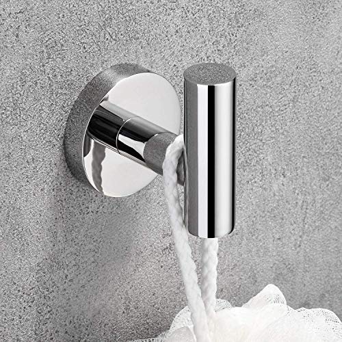 Polished Chrome Towel Coat Hooks Sus304 Stainless Steel Bathroom Clothes Garage Hotel Cabinet Closet Sponges Robe Hook Wall Mounted Round Kitchen Heavy Duty Bath Door Hanger 2 Pack #TOP2