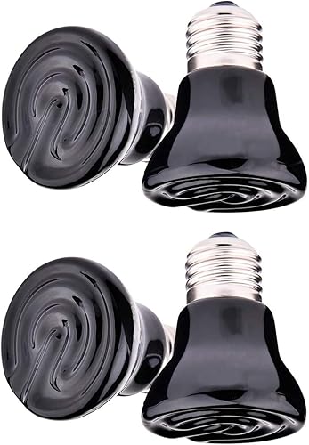 4 paquetes de 50 W negro lámpara de calor de cerámica mini reptil lámpara de calor bombillas E26/E27 110V infrarrojo emisor de calor de reptil